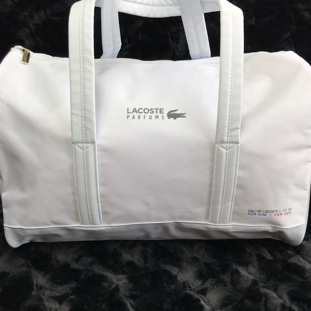 Lacoste Bag Gym Duffle Sports Weekender White NEW - Picture 2 of 8